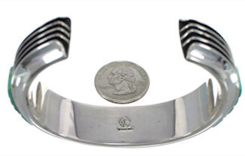 Turquoise Inlay Southwest Silver Sturdy Cuff Bracelet MX27404